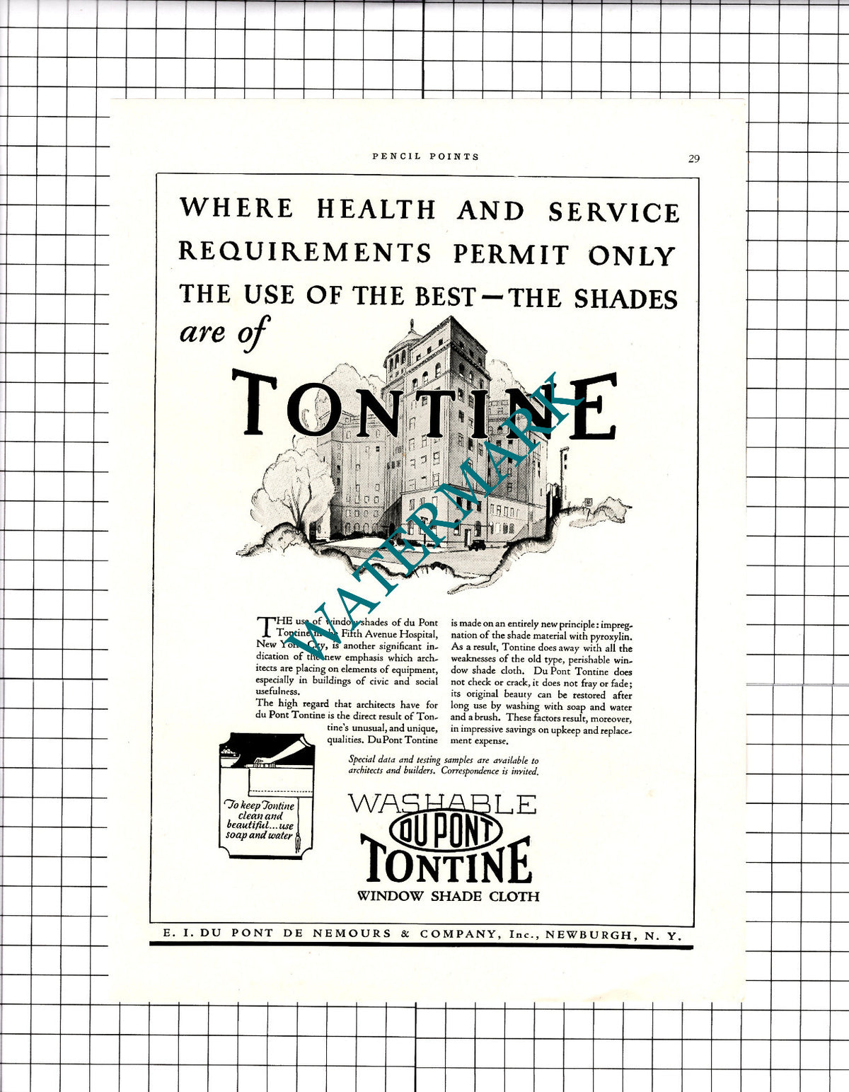 Fifth Avenue Hospital New York Du Pont Tontine - c. 1926 Advert / Print