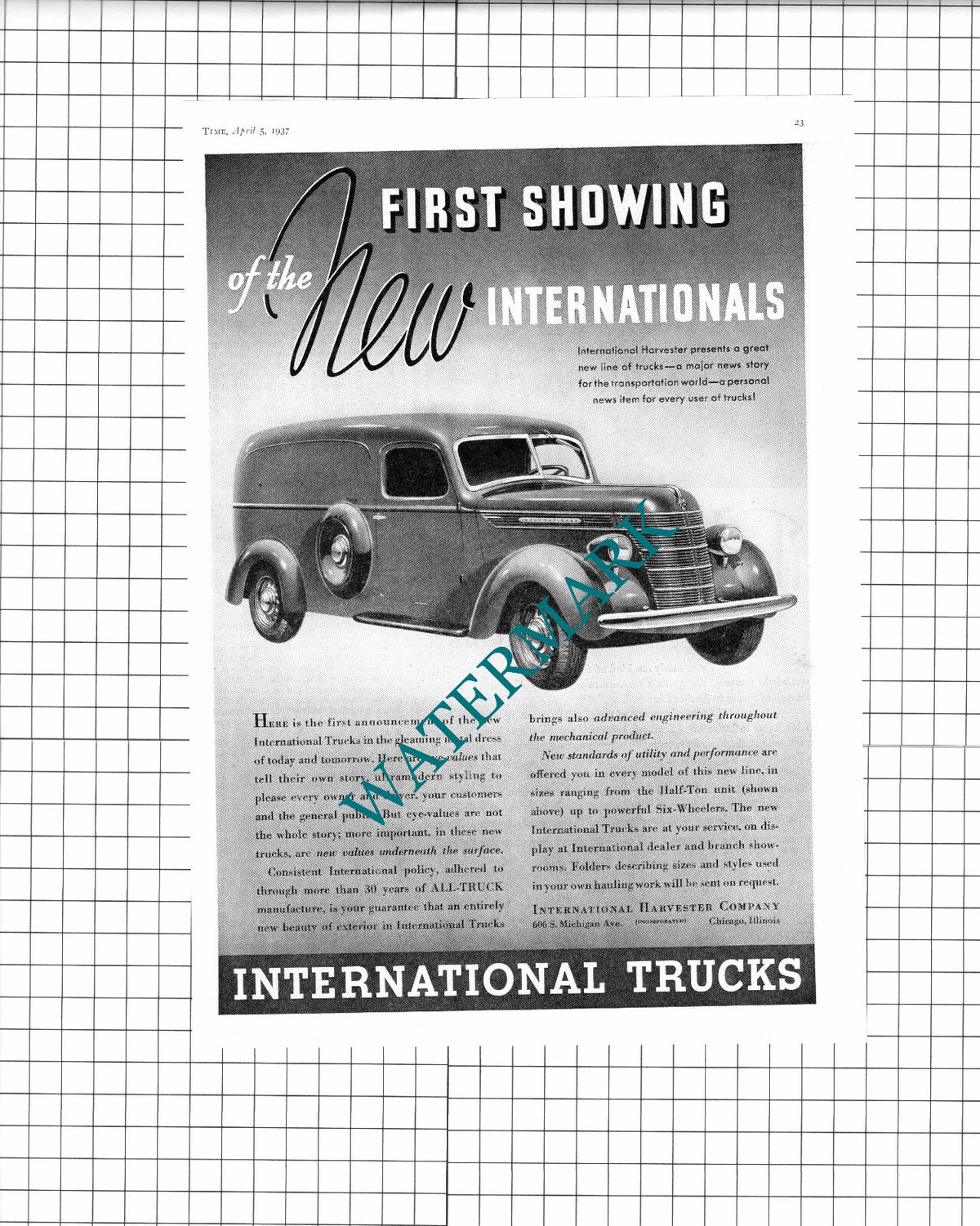 International Trucks International Harvester Co Advert - 1937 Clipping / Print