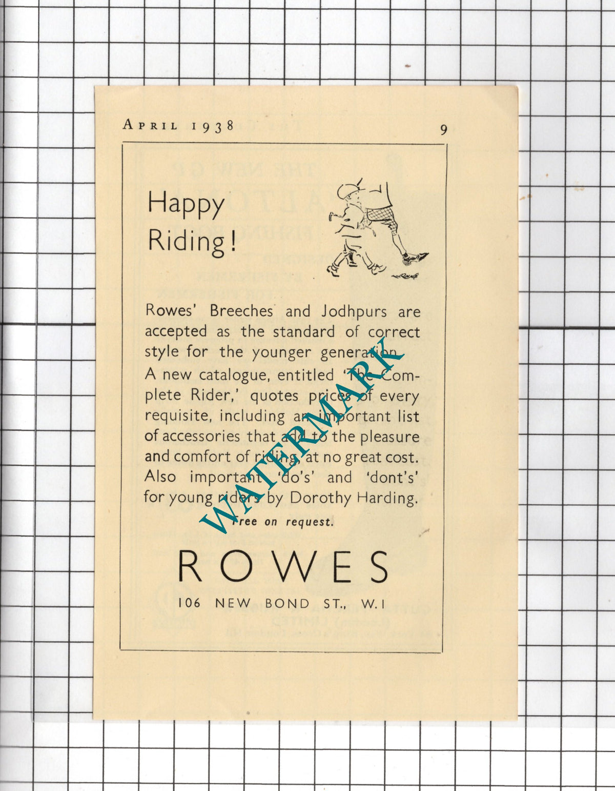 Gutta Percha & Rubber London Ltd Altona / Rowes London Riding  - 1938 Advert