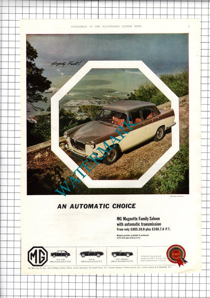 MG MAGNETTE Car Advert / Partners Port Sandeman Advert - 1950s/60s News Page