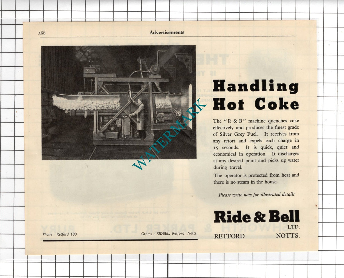 Ashworth & Parker Ltd Bury / Ride & Bell Ltd Retford Notts - 1951 Advert