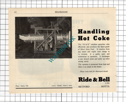 Ashworth & Parker Ltd Bury / Ride & Bell Ltd Retford Notts - 1951 Advert