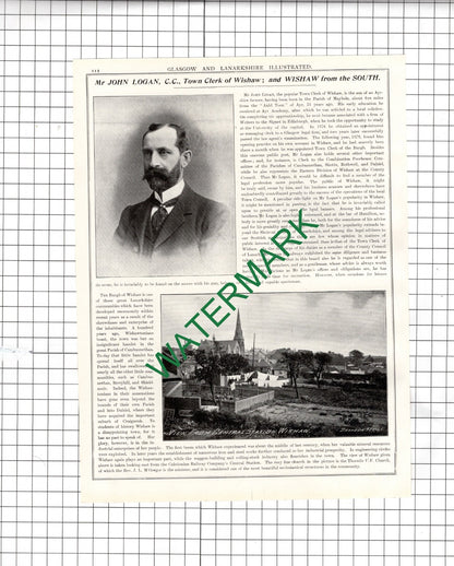 Mr George Stalker Wishaw / Mr John Logan Town Clerk Wishaw Scotland 1904 Article