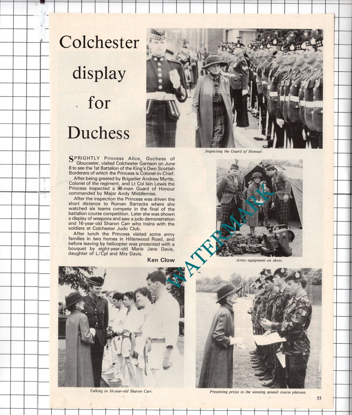 Colchester Garrison Sharon Carr Princess Alice Visit Andrew Myrtle 1984 Clipping
