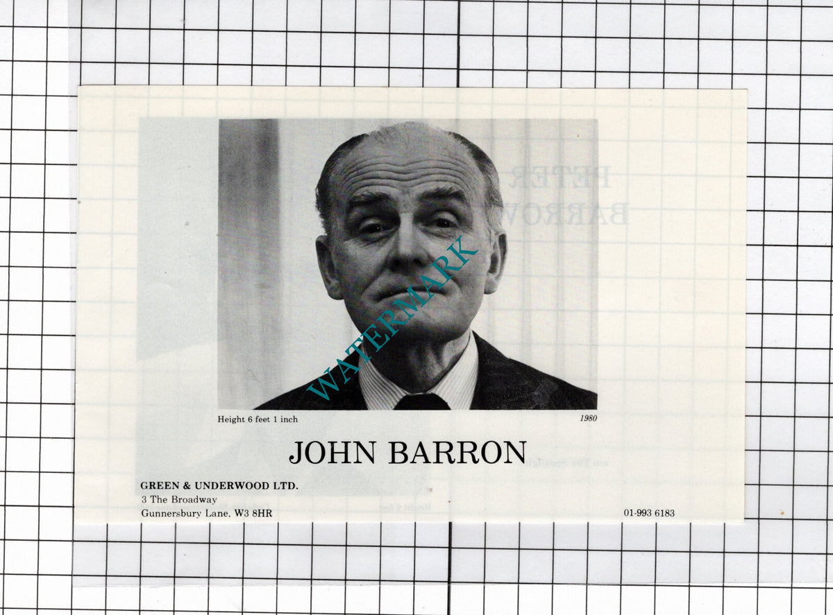 John Barron Actor /  Peter Barrow Actor - 1986 Advert