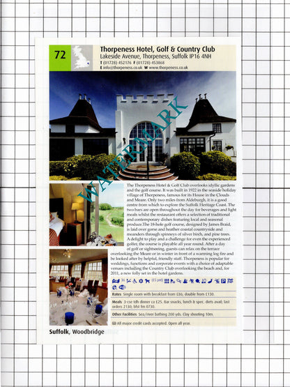 The Crown Stoke By Nayland Suffolk / Thorpeness Hotel Suffolk -2011 Advert