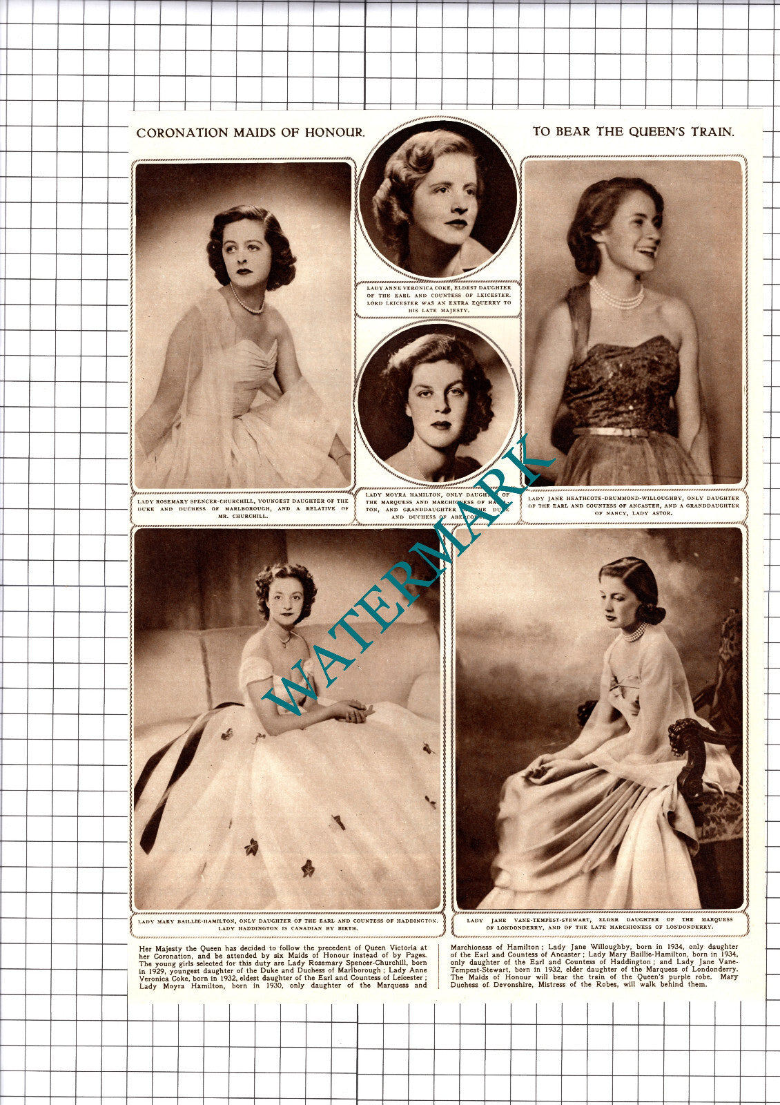 Baillie-Hamilton Spencer-Churchill Vane-Tempest-Stewart -  1953 Cutting / Print
