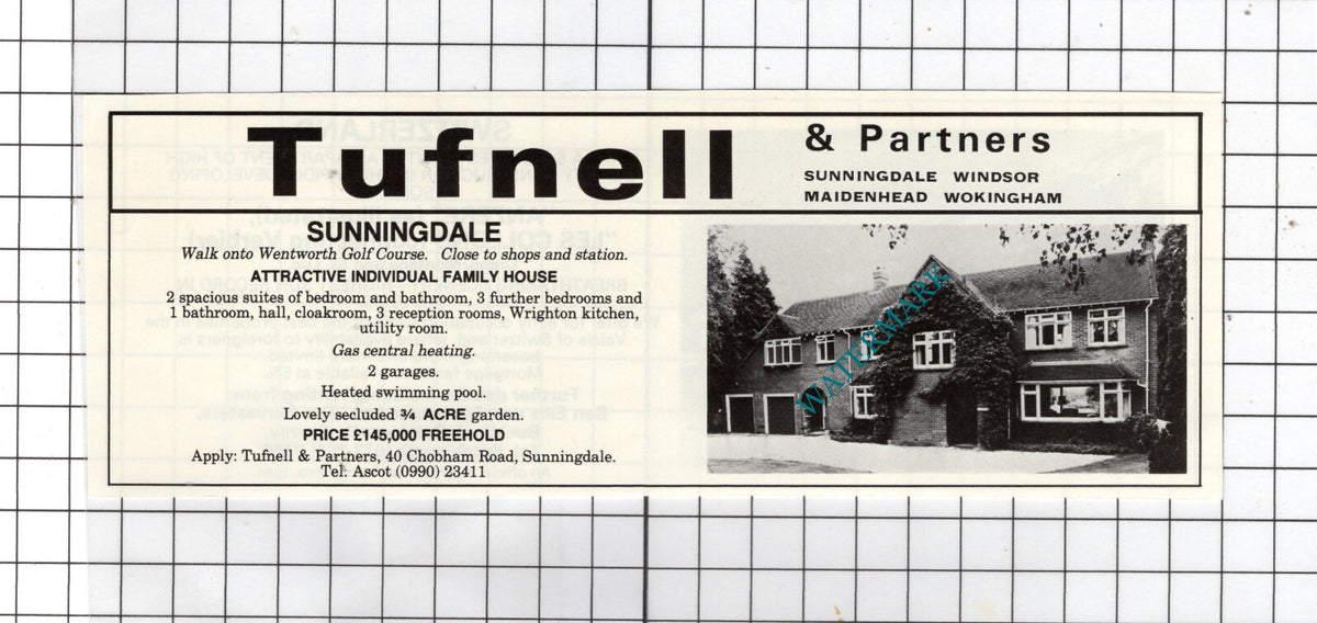 Sunningdale Berkshire - 1980 Small House Sale  Advert