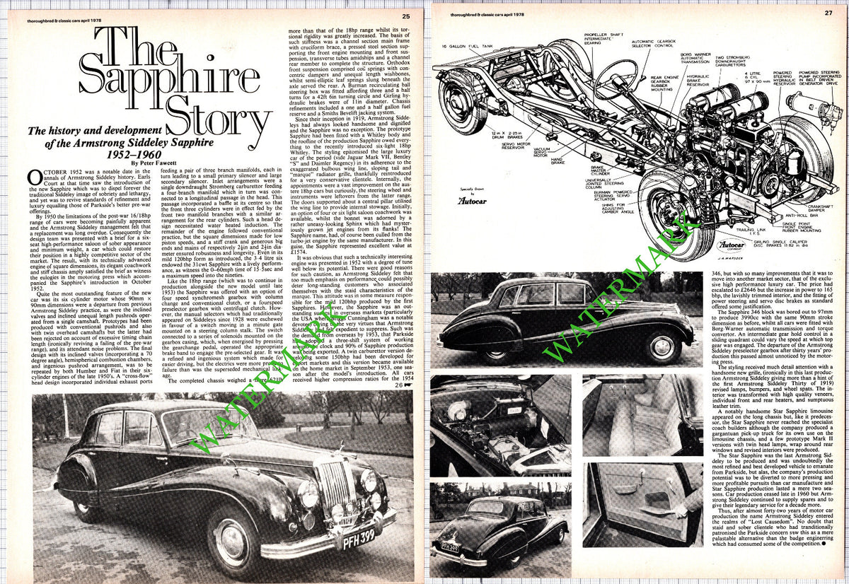 The Armstrong Siddeley Sapphire Car  -  1978  Article