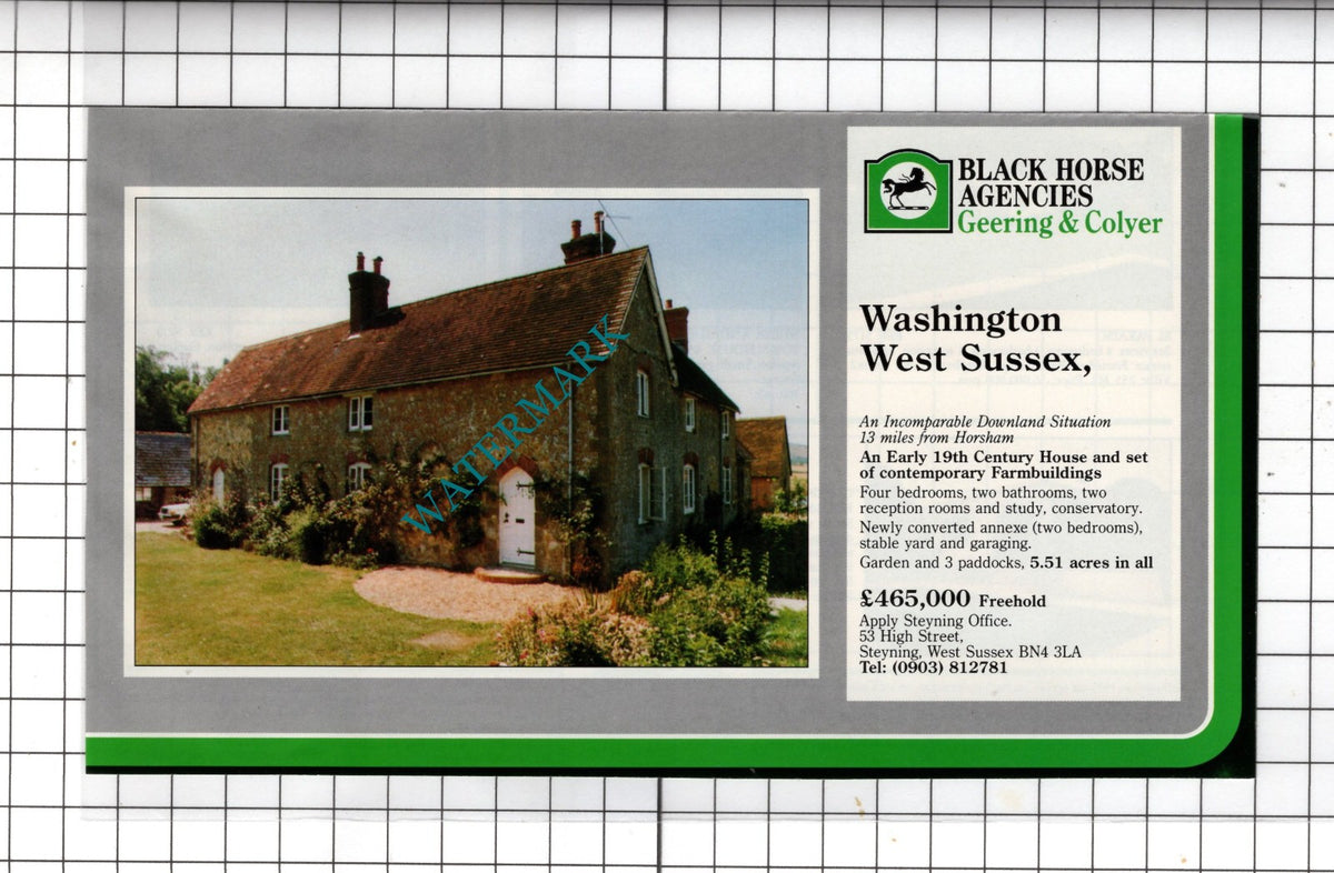 Washington West Sussex  - 1989   House Sale Advert