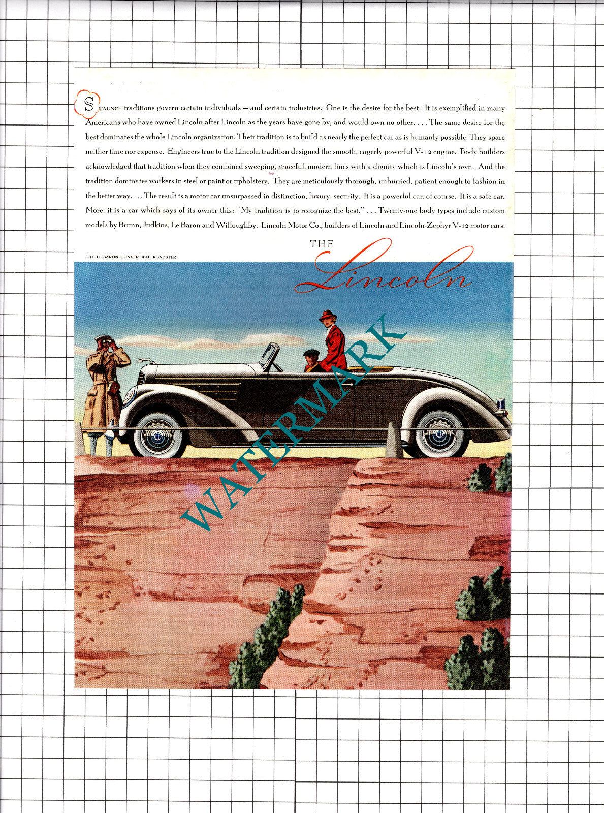 Lincoln Car Advert - 1937 Clipping / Print