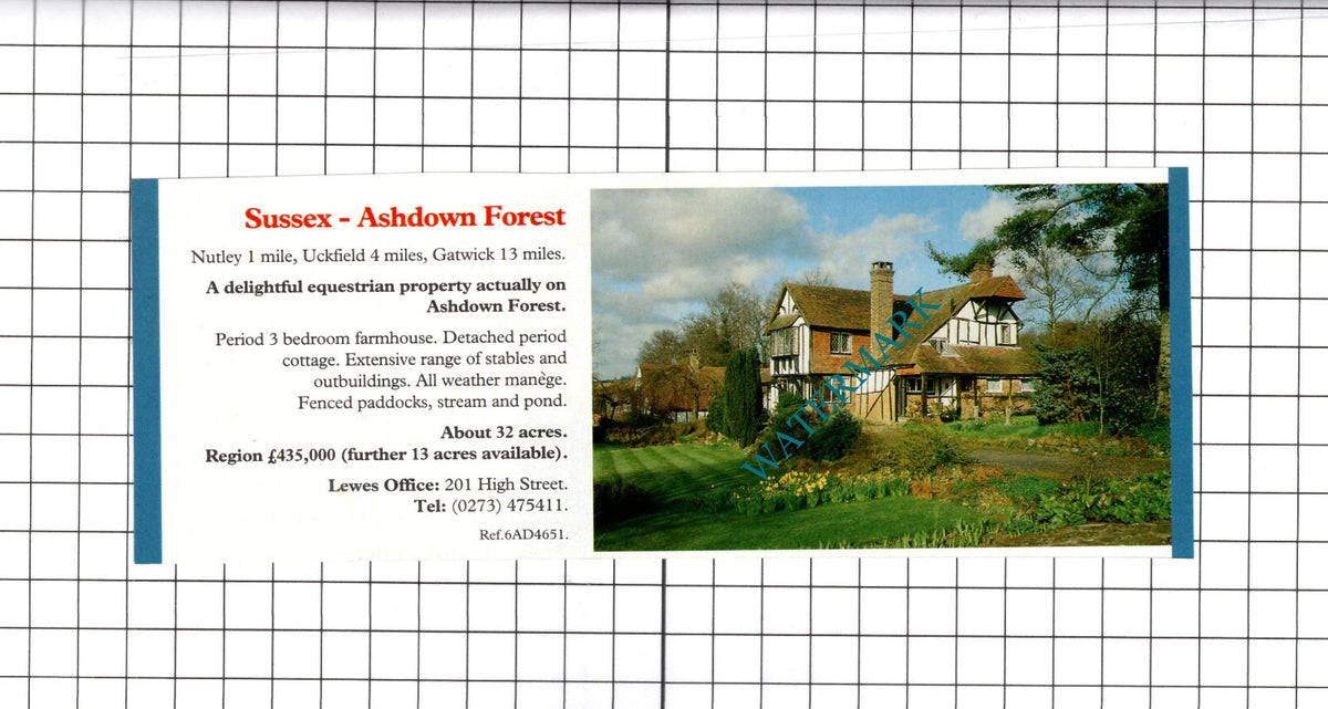 Nutley Sussex Ashdown Forest House Sale Advert - 1991 Clipping