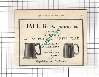 Hall Bros Sheffield Ltd / Sanders & Bowers Ltd Sheffield  - 1954 Small Advert