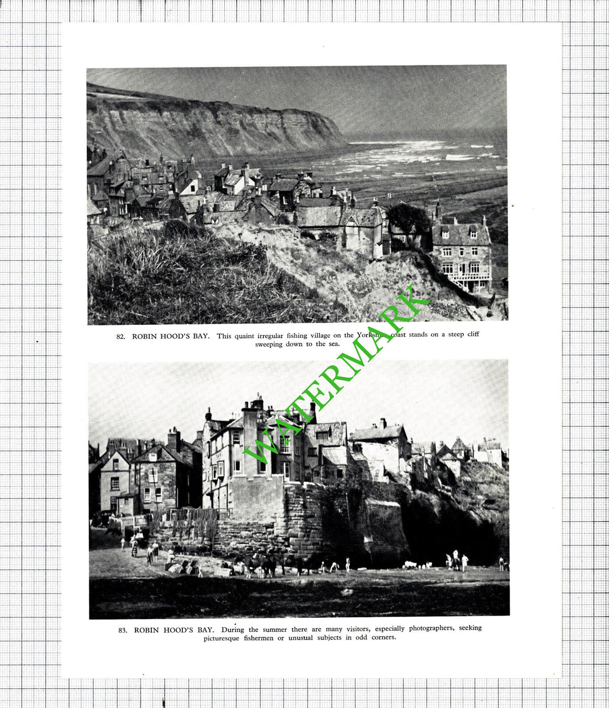 Scarborough Castle North Yorkshire / Robin Hood's Bay  - 1958 Cutting /  Print