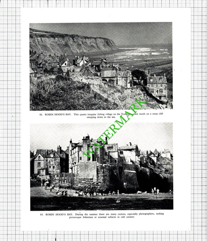 Scarborough Castle North Yorkshire / Robin Hood's Bay  - 1958 Cutting /  Print