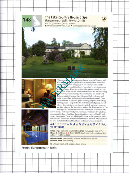 Lake Vyrnwy Hotel LLanwyddyn / Llangammarch Wells Powys Advert -  2011 Cutting
