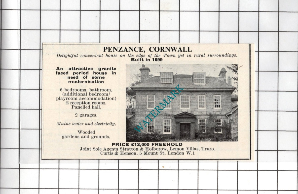 Penzance Cornwall  - 1967 SMALL House Advert