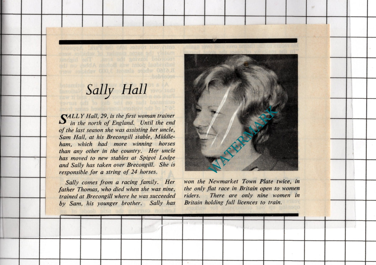Sally Hall  Trainer Brecongill Stable Middleham Yorkshire - 1968 Small Cutting