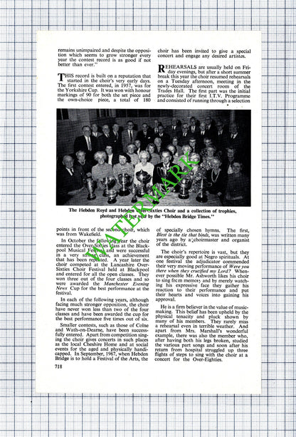 Hebden Royd And Hebden Over Sixties Choir Raymond Ashworth - 1966 Article