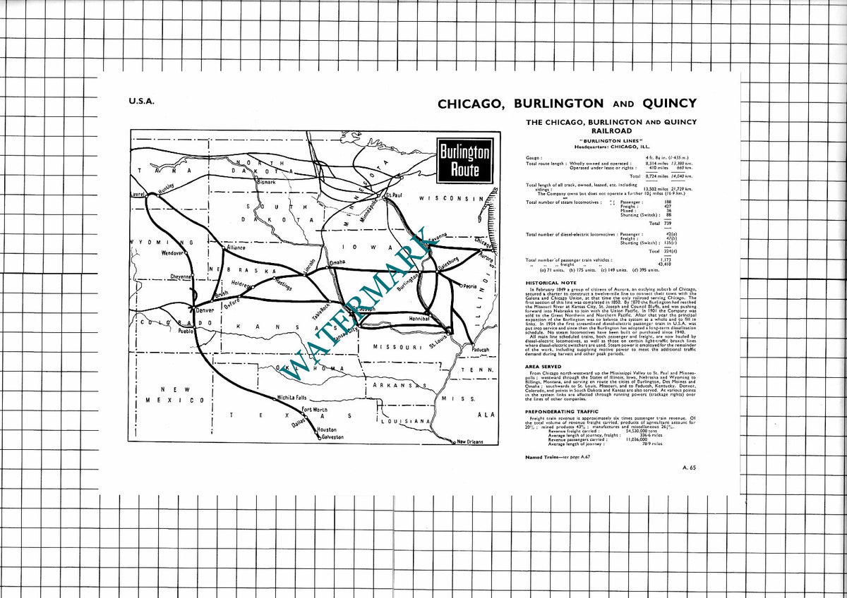 The Chicago Burlington and Quincy Railroad USA - 1951 Article