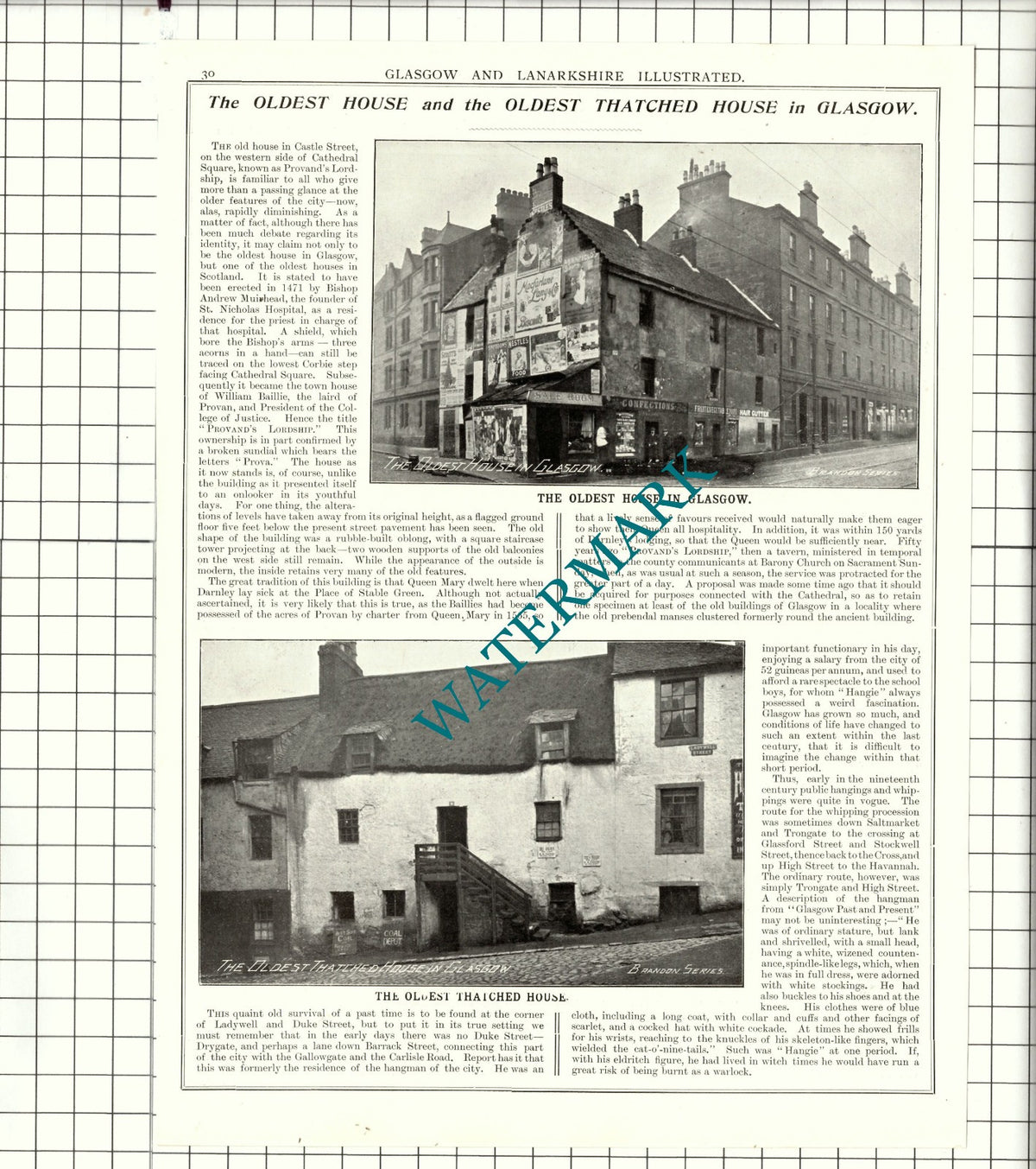 Provand's Lordship Glasgow / Trongate Glasgow - 1904 Article