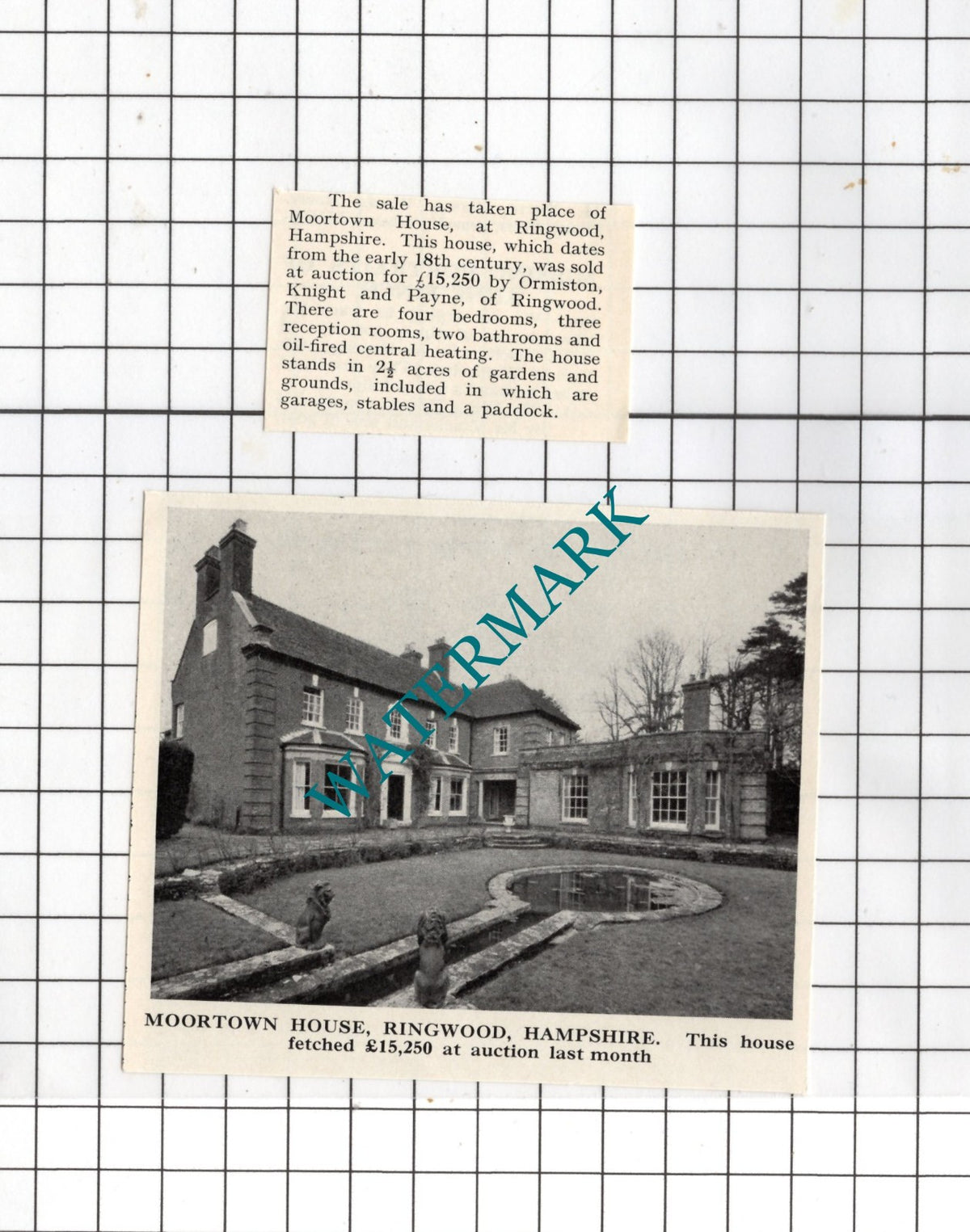 Moortown House Ringwood Hampshire  - 1967 2-Part Clipping