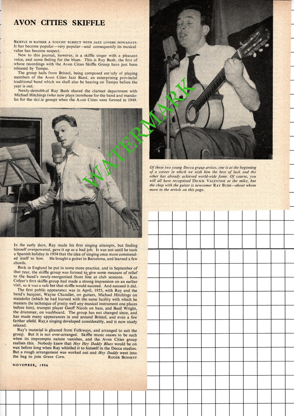 Ray Bush Avon Cities Skiffle Group Dickie Valentine  - 1956  Cutting