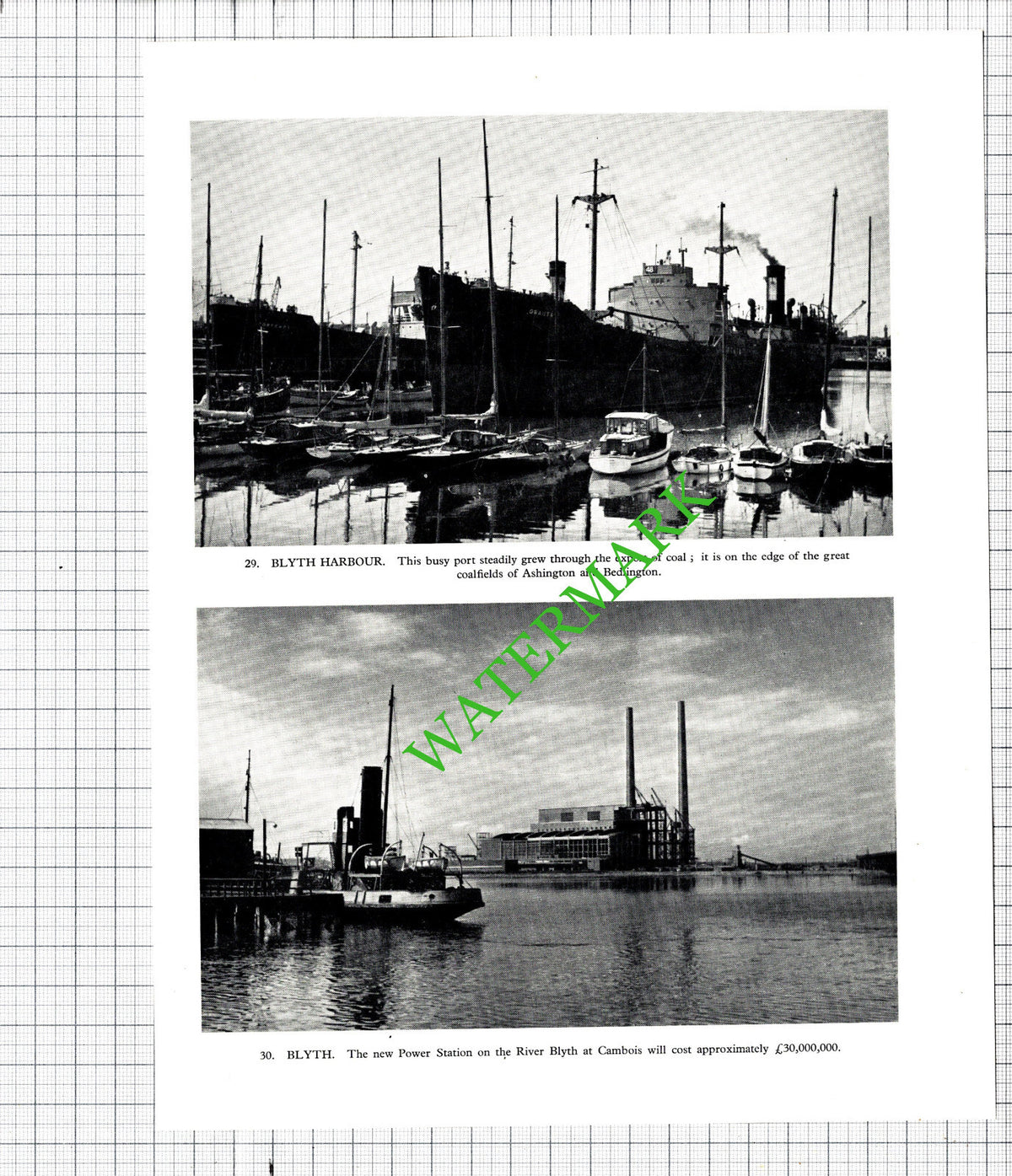 Blyth Northumberland Power Station / Whitley Bay Beach - 1958 Cutting / Print