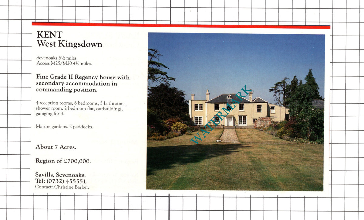 Crowburgh East Sussex / West Kingsdown Kent House Sale Advert -1990 Clipping