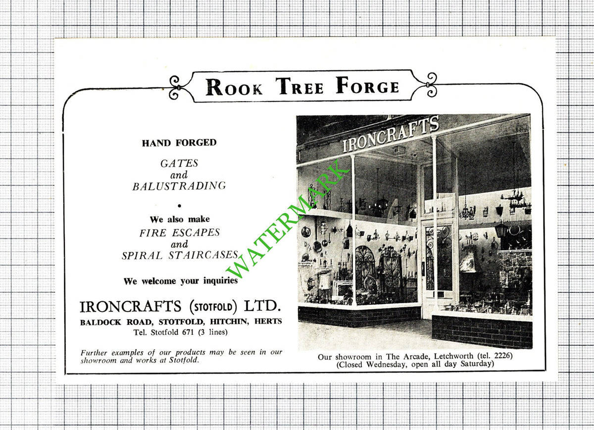 Ironcrafts Stotfold Ltd Hitchin Hertfordshire Rook Tree Forge  - 1968 Cutting