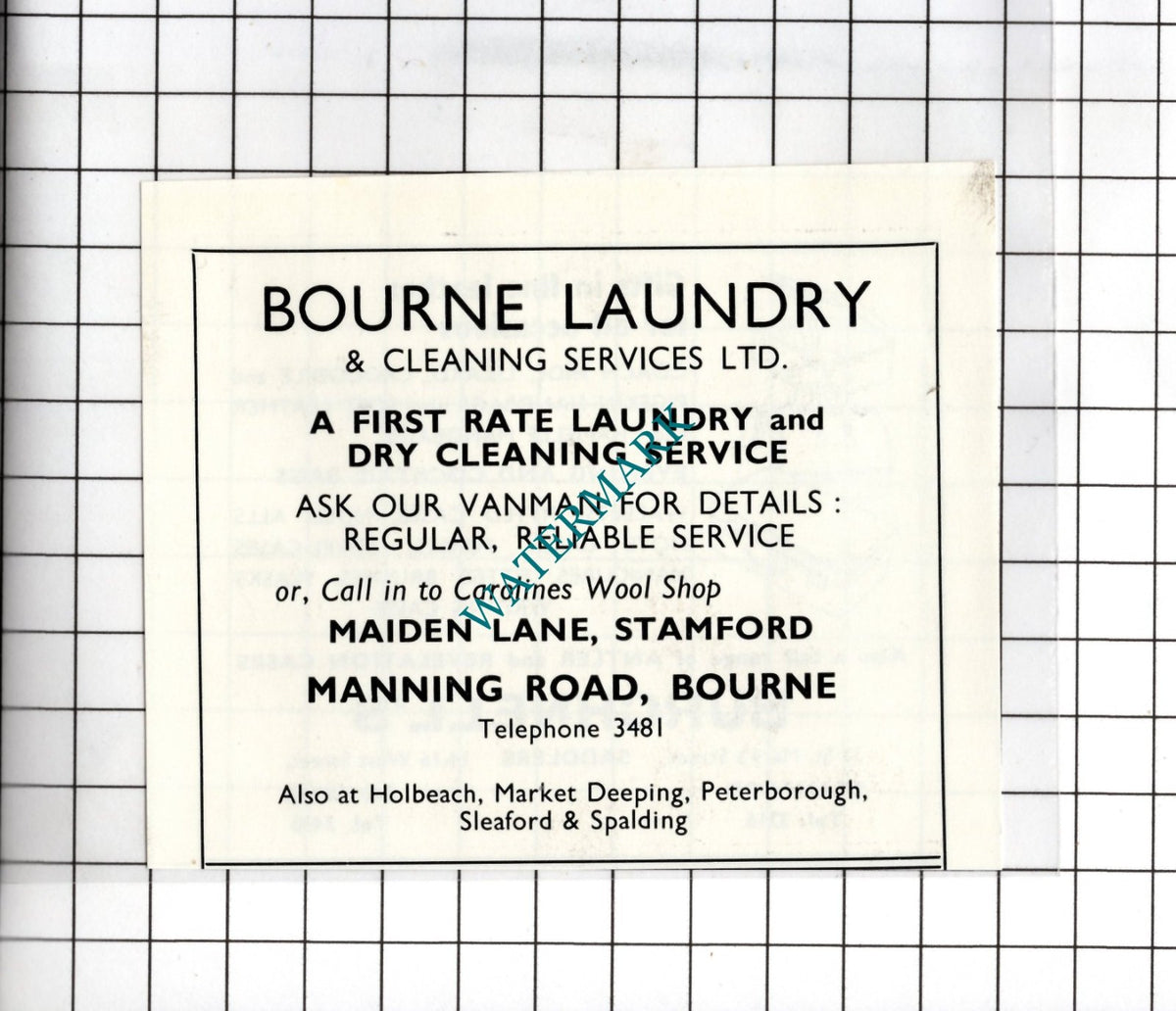 Burchnell's Stamford Lincolnshire / Bourne Laundry Stamford -  1974 SMALL Advert