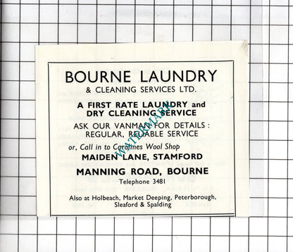Burchnell's Stamford Lincolnshire / Bourne Laundry Stamford -  1974 SMALL Advert