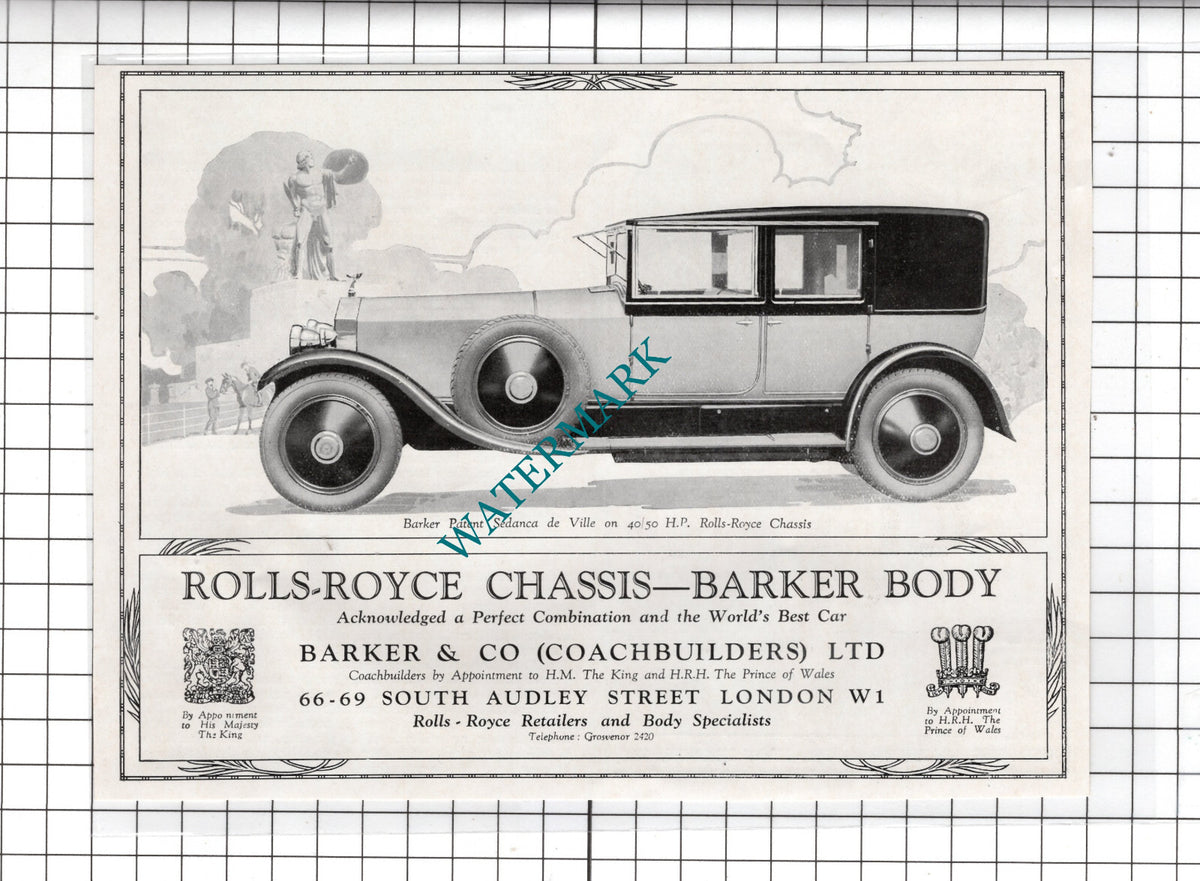 Barker & Co Coachbuilders Ltd  Sedanca De Ville Car Advert -  1927 Clipping