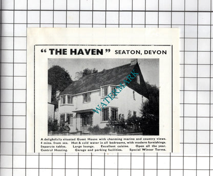 Netherhayes Seaton Devon Turner / The Haven Seaton Devon- c.1954 Small Advert