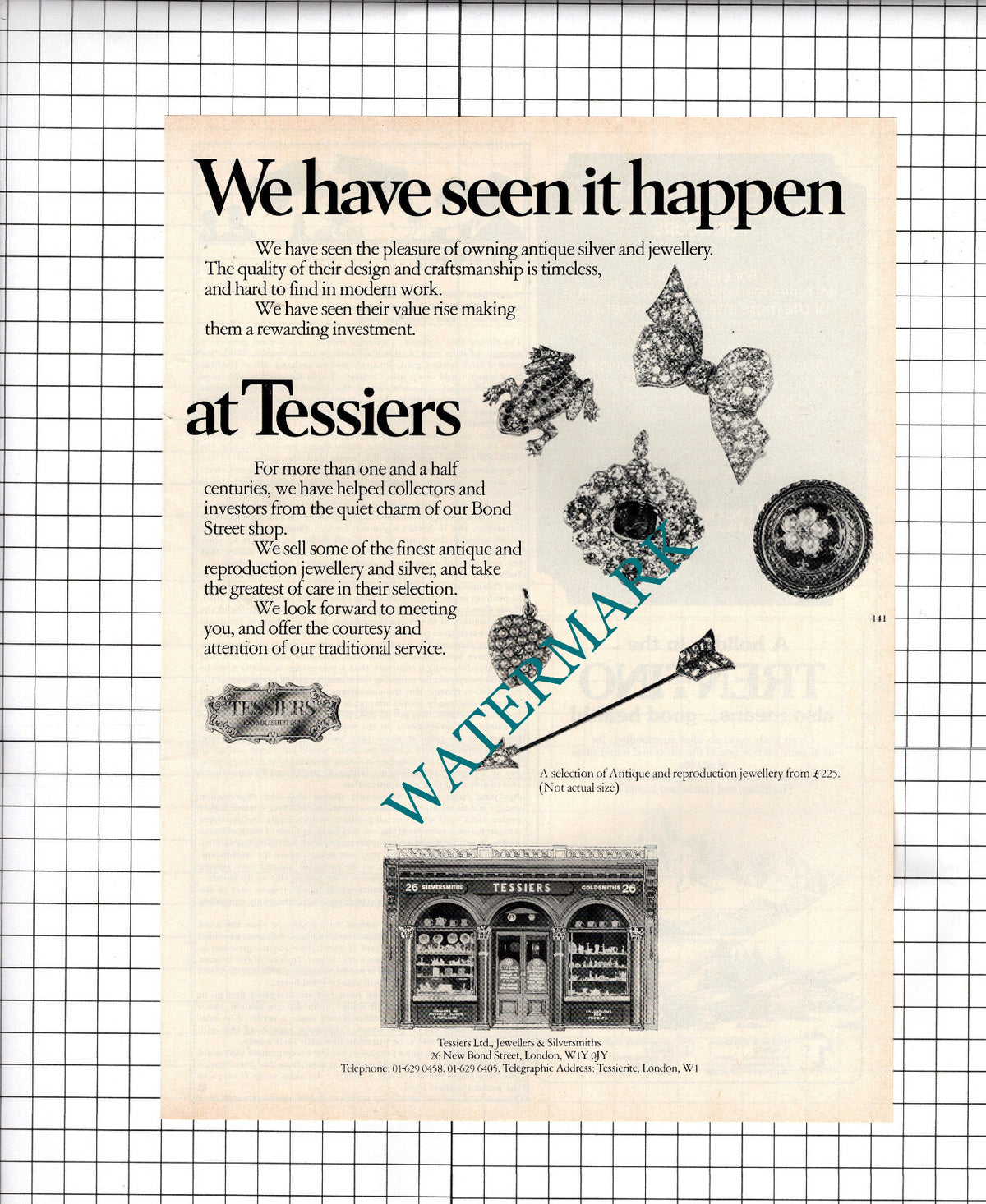 Tessiers Ltd Jewellers London VINTAGE ADVERT - 1980