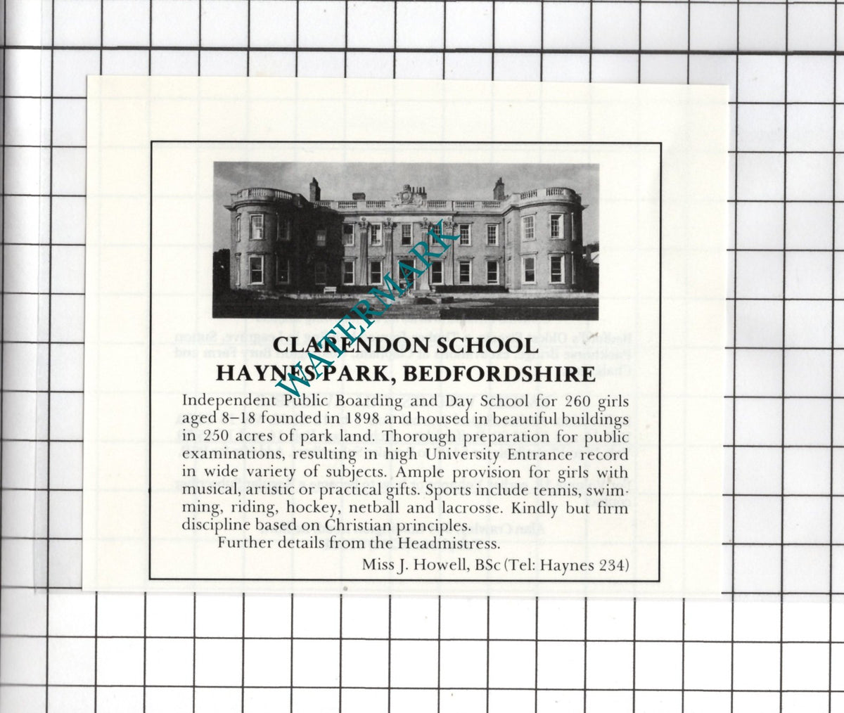 Clarendon School Haynes Park Bedfordshire - 1989 SMALL Advert