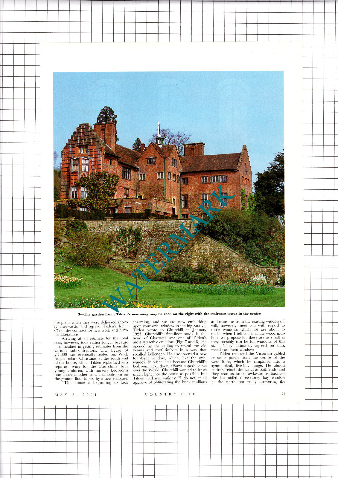 Philip Tilden  Architect Chartwell Kent  Winston Churchill  -1994 Article