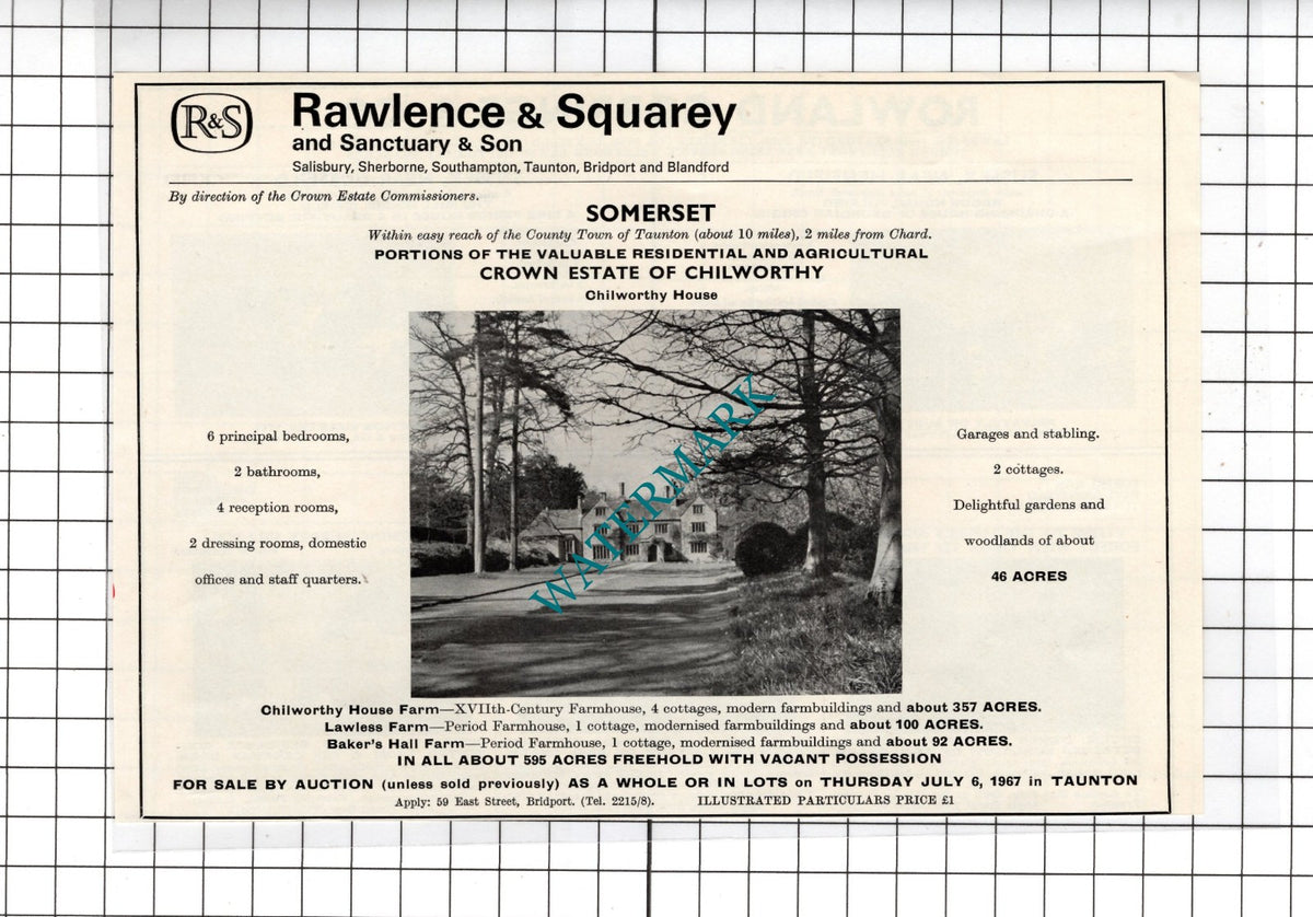 Chilworthy House Somerset   - 1967 House Sale Advert