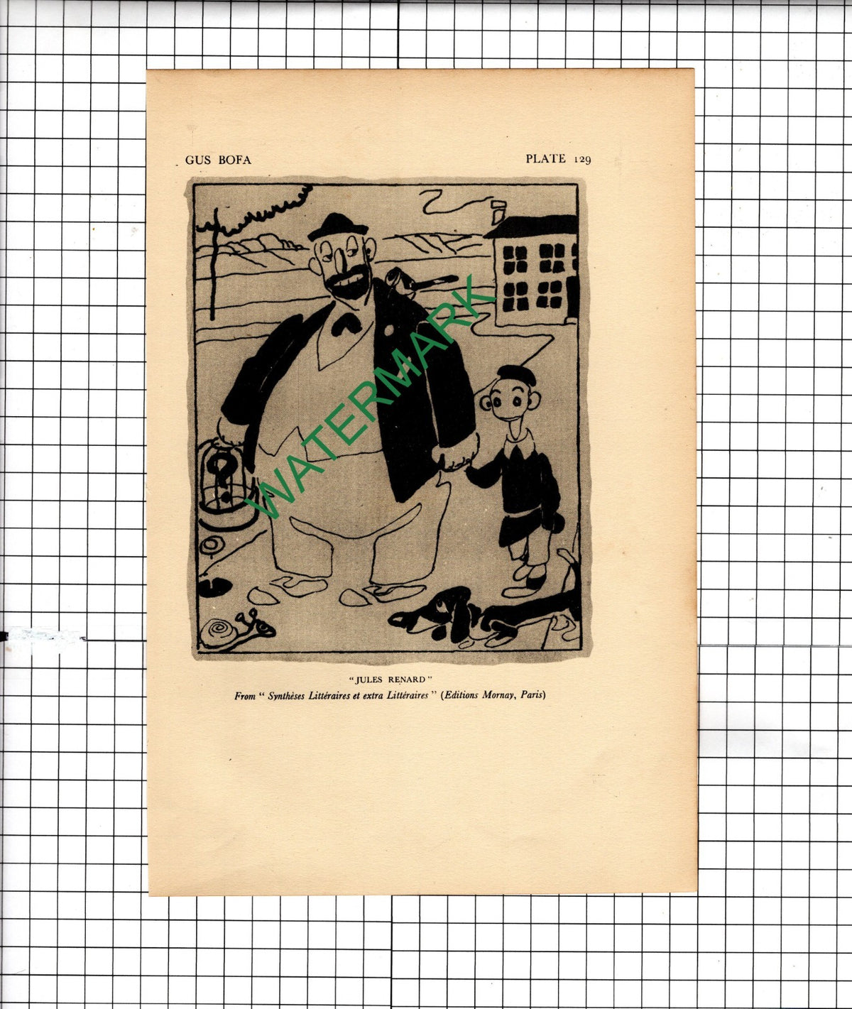 Jules Renard Caricature Gus Bofa - 1928 Illustration / Print