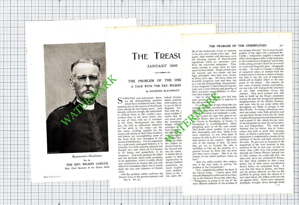The Rev Wilson Carlile  Church Army Raymond Blathwayt - 1906 Article