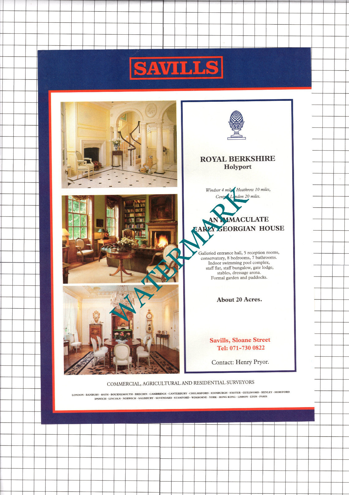 Holyport Berkshire House Sale Advert - 1990 Two-Part Clipping / Print