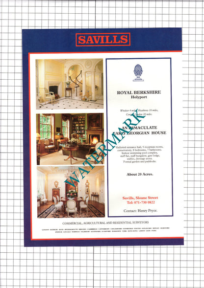 Holyport Berkshire House Sale Advert - 1990 Two-Part Clipping / Print