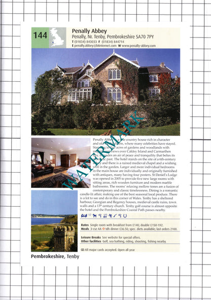 Warpool Court Hotel St David's Pembrokeshire Penally Abbey Advert - 2011 Cutting
