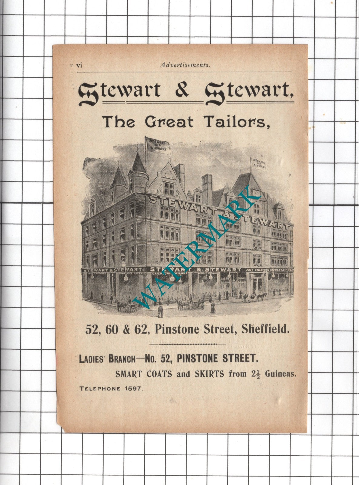 Theatre Royal Sheffield F W Purcell / Stewart & Stewart Tailors - 1902 Advert
