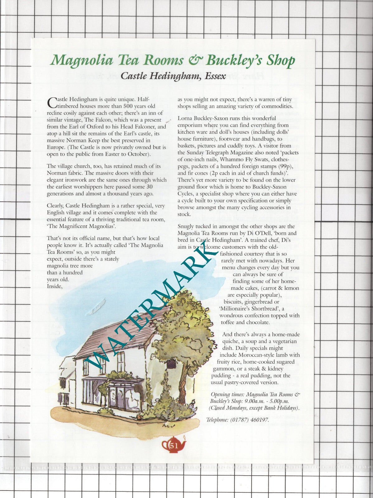 Old Swan Tea Shop Hare Street Magnolia Buckley's Castle Hedingham c.2001 Advert