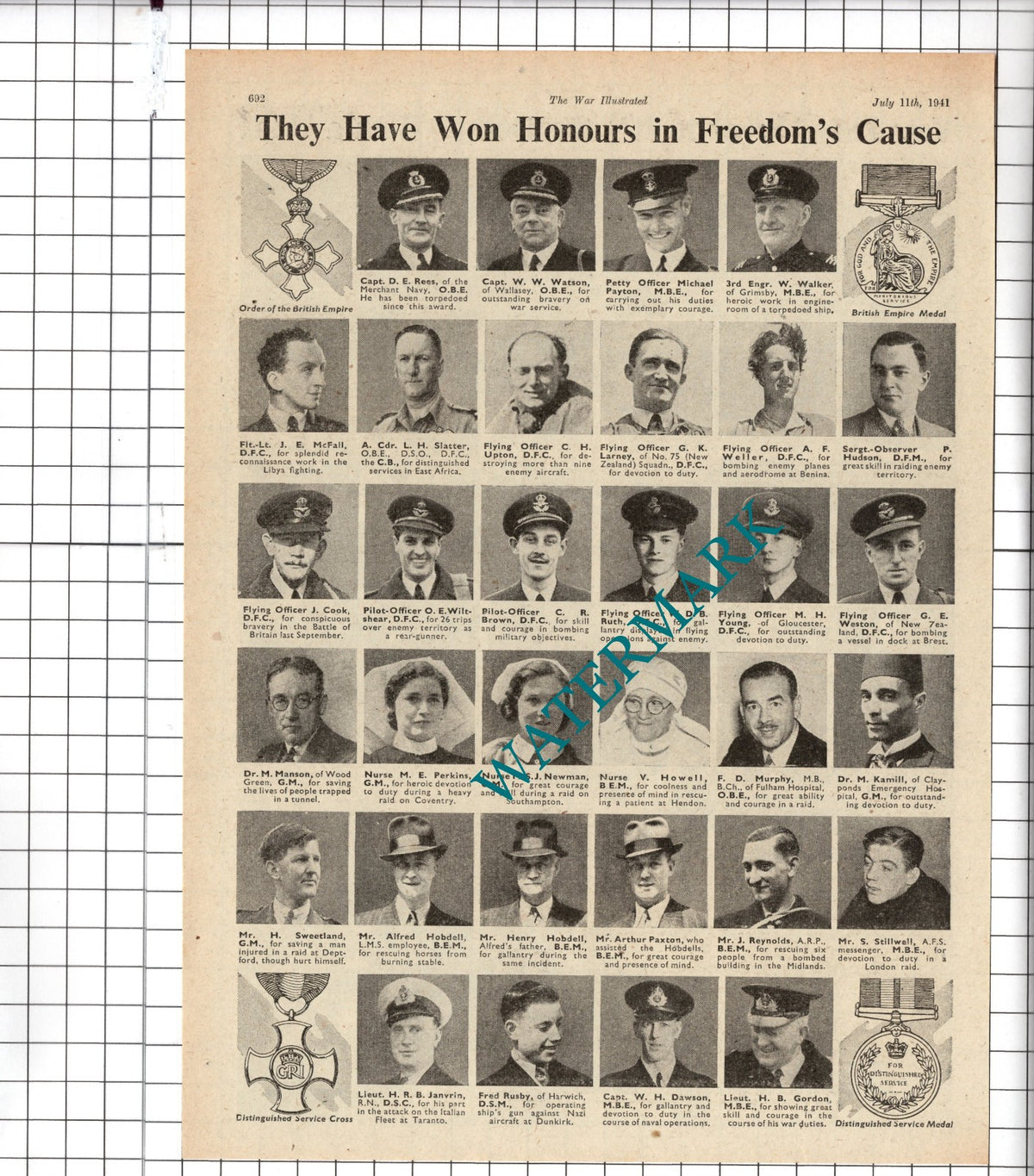Michael Payton Wiltshear Dr M Manson Henry Hobdell Janvrin WW2  - 1941  Clipping