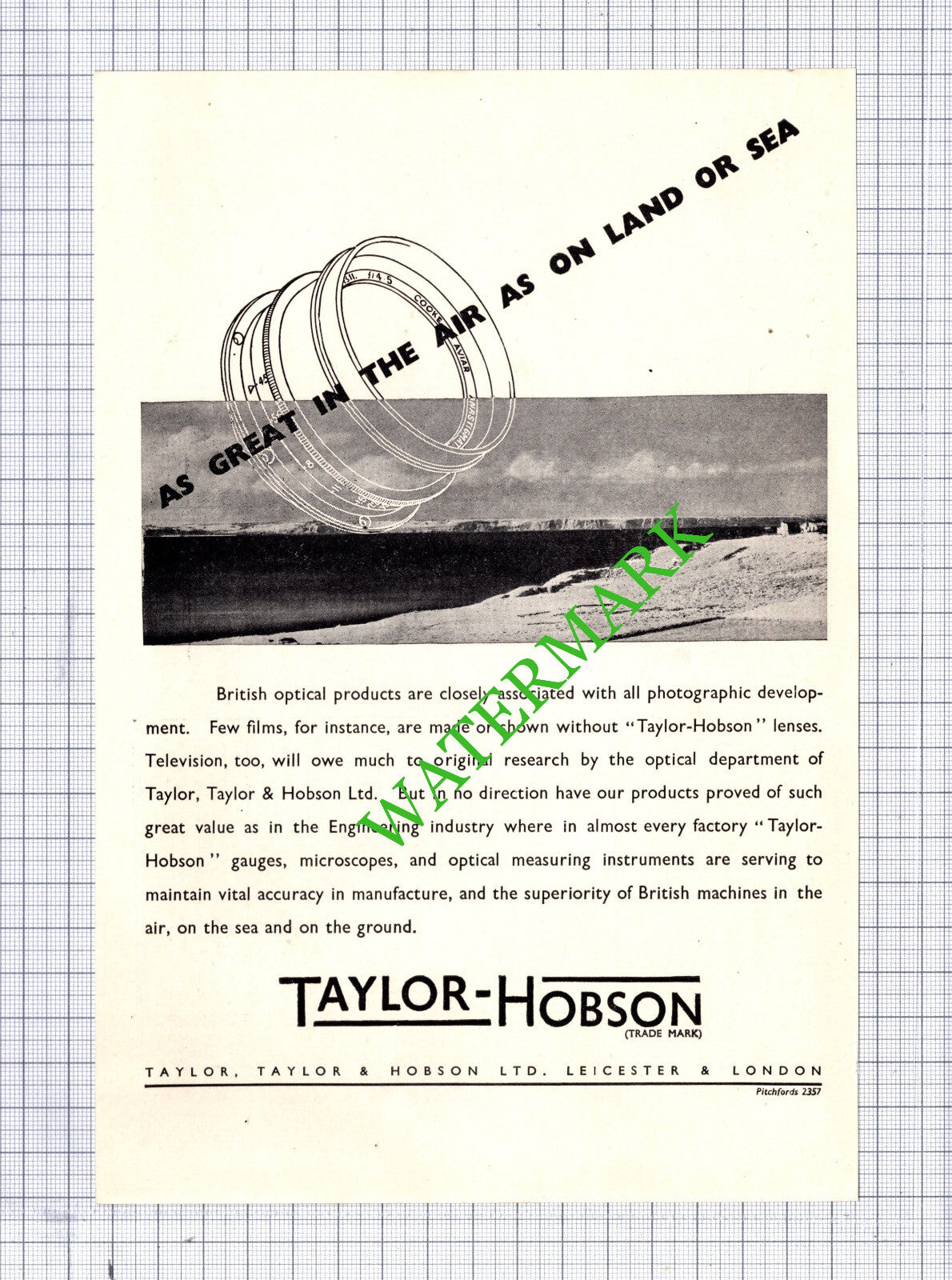 Taylor Taylor & Hobson Ltd Taylor-Hobson Advert - c.1942  Print / Cutting