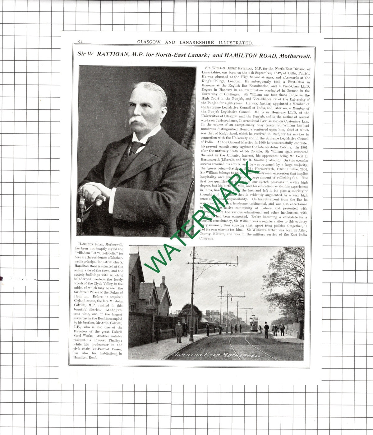 Sir William Henry Rattigan / Rev David Ogilvy Dalziel Church  -  1904 Article