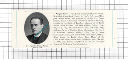 Rev Nigel Mackenzie Morgan-Brown / Rev Cuthbert Joseph Parker - c.1910 Cutting