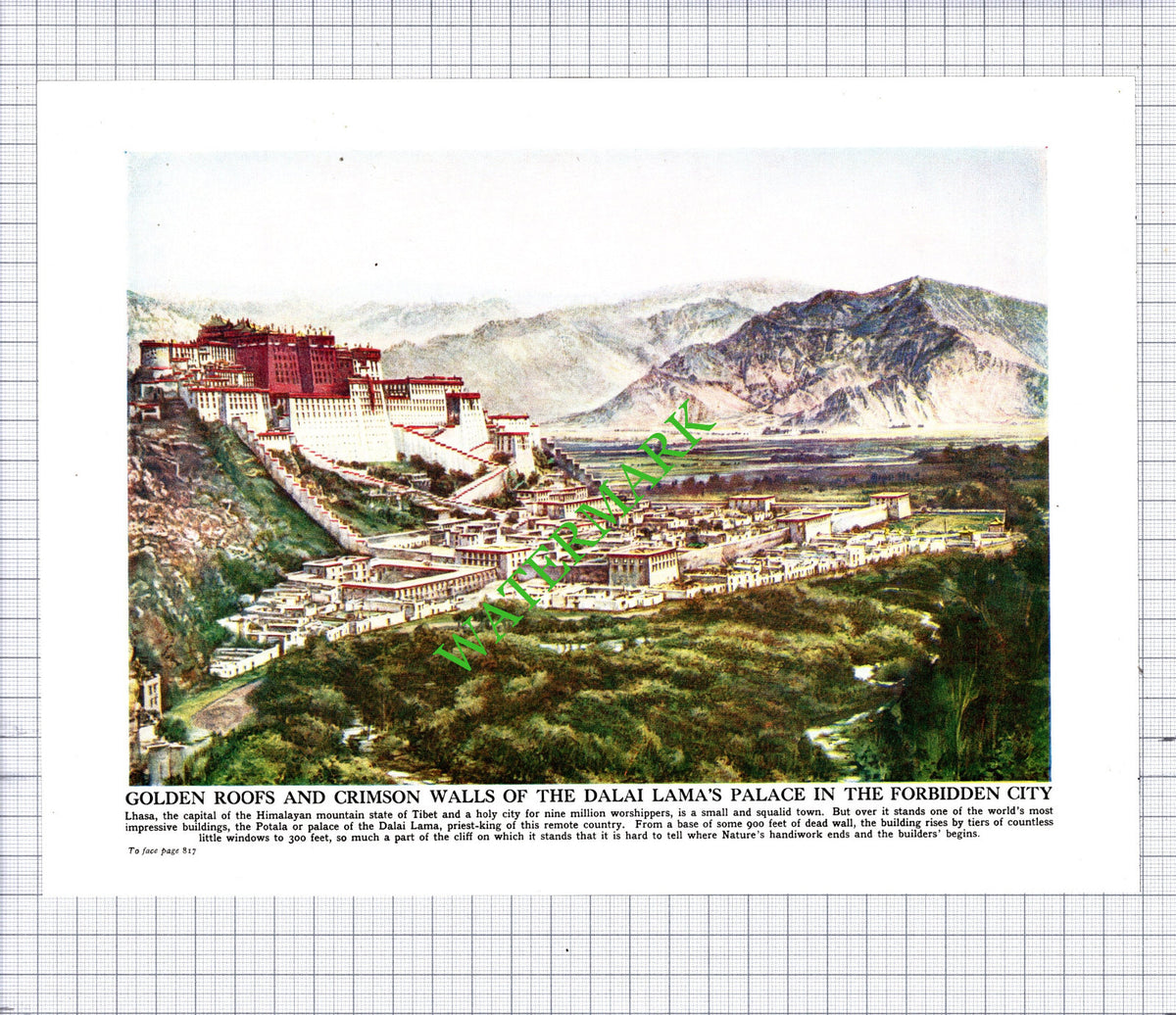 Dalai Lama Palace Lhasa  - c.1940s Print